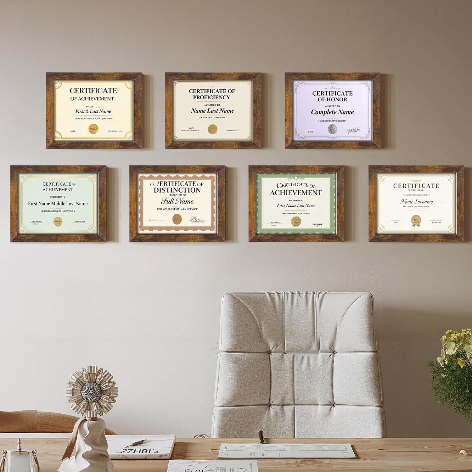 Certifications wall at Shah